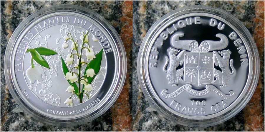 Postříbřená mince Konvalinka 2011 Proof Benin