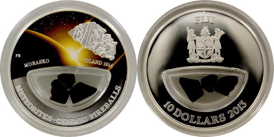 Stříbrná mince kolorovaná Meteorit Morasko 2013 Proof