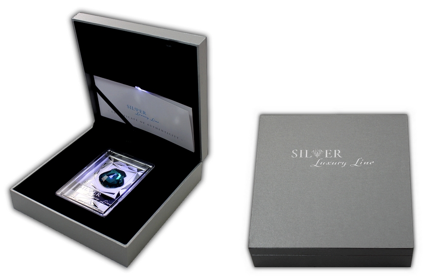 Stříbrná mince Luxury Line Lastura Indigové osvícení 2015 Krystal Proof