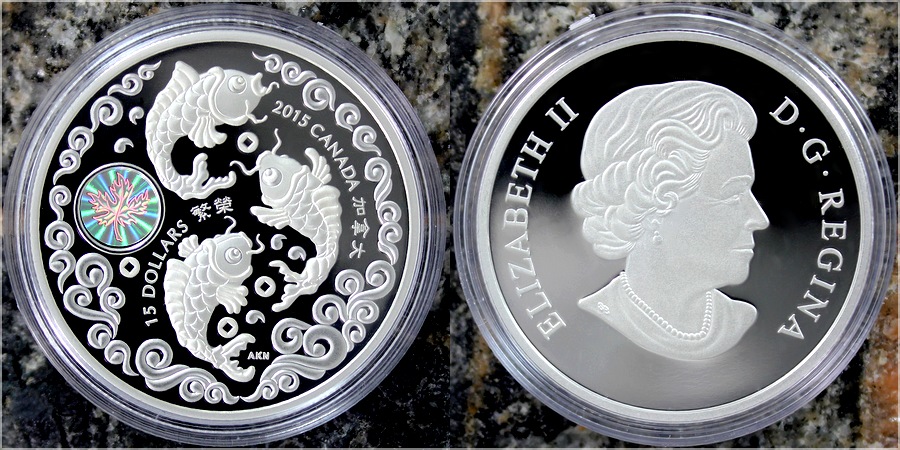 Stříbrná mince Ryba - Maple of Prosperity 2015 Proof (.9999)