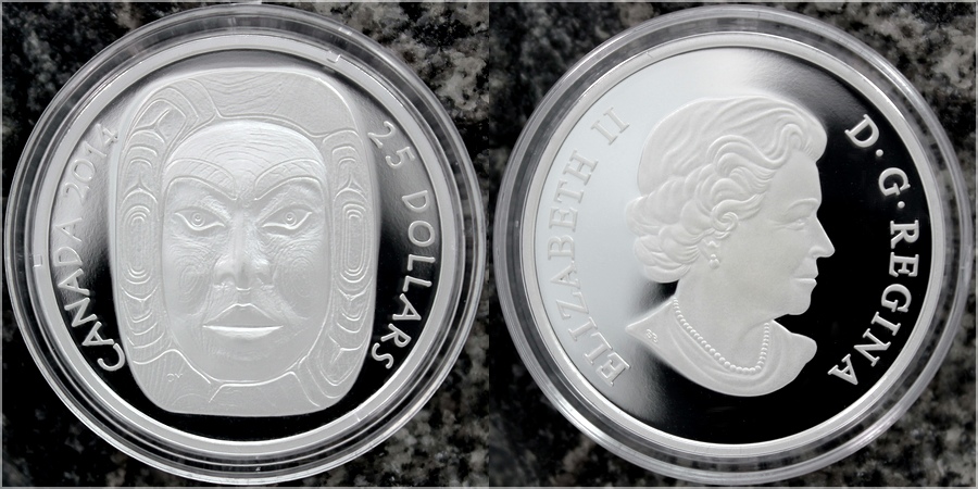 Stříbrná mince maska Matriarch Moon Ultra high relief 2014 Proof (.9999)