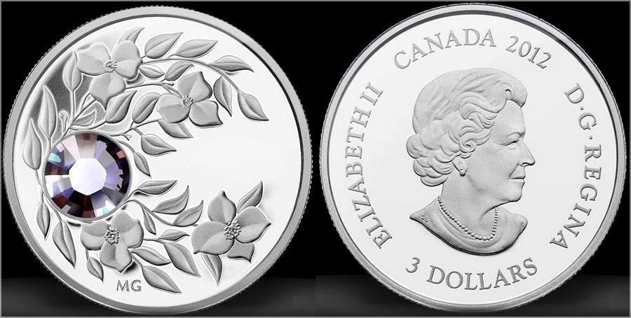 Stříbrná mince Červen Narozeninový krystal (Alexandrit) 2012 Proof