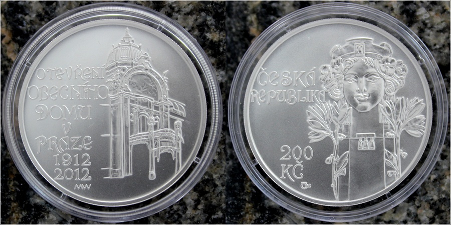 Stříbrná mince 200 Kč Otevření Obecního domu v Praze 100. výročí 2012 Standard 