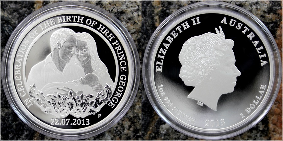 Stříbrná mince HRH Prince George 1 Oz 2013 Proof