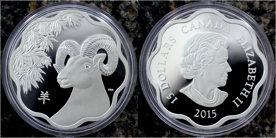 Stříbrná mince Year of the Sheep Rok Ovce Lotos 2015 Proof
