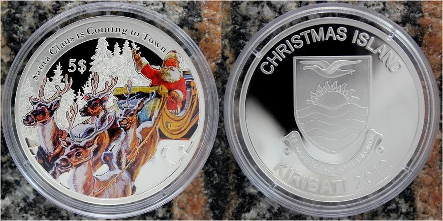 Stříbrná mince Santa Claus is Coming to Town Vánoční mince 2012 Proof