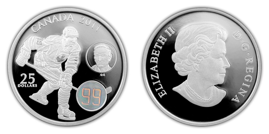 Zadní strana Strieborná minca Wayne & Walter Gretzky 2011 Hologram Proof (.9999)