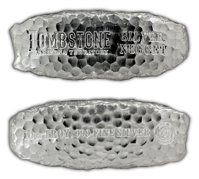Zadní strana 311g Scottsdale Tombstone USA Investiční stříbrný slitek