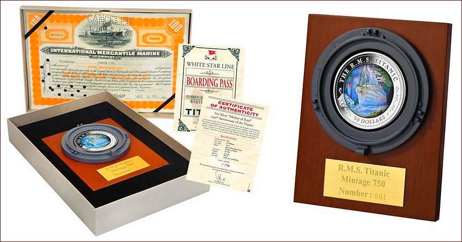 Stříbrná mince Titanic 5 Oz 100. výročí 2012 Perleť Proof