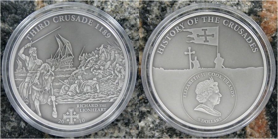 Stříbrná mince Třetí křížová výprava 2010 Standard Cook Islands