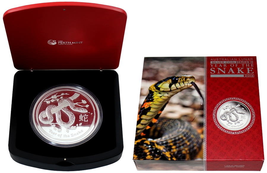 Stříbrná mince 1 Kg Year of the Snake Rok Hada Lunární 2013 Proof