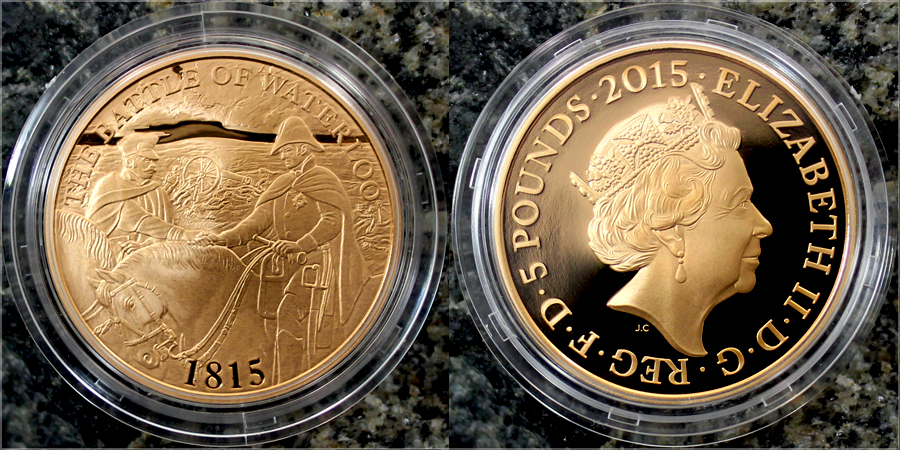 Zlatá minca Bitva u Waterloo 200. výročie 2015 Proof