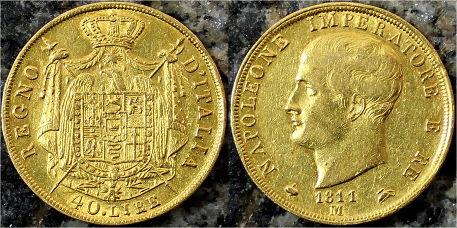 Zlatá mince 40 Lira Napoleon Bonaparte 1811