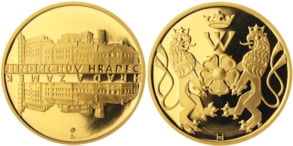 Zlatá čtvrtuncová medaile Zámek Jindřichův Hradec 2013 Proof