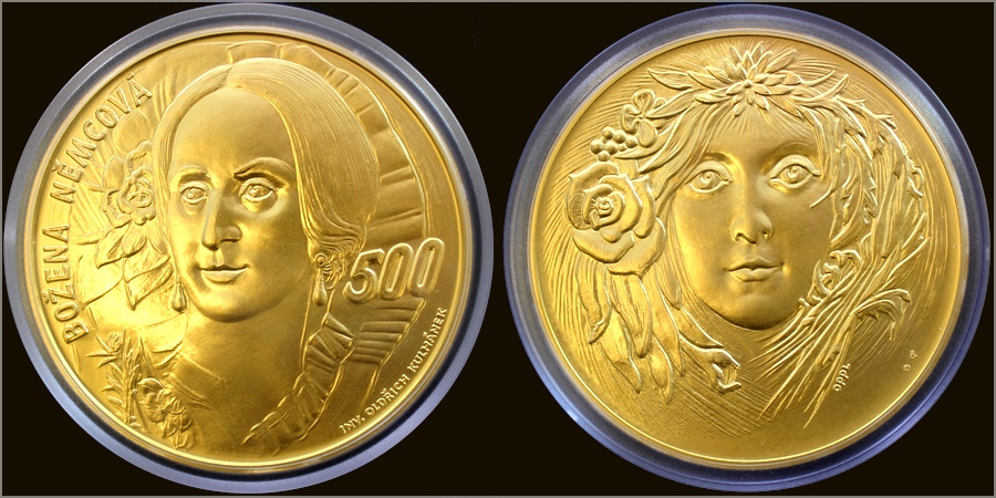 Zlatá investiční medaile 1 Kg Božena Němcová Motiv 500 Kč bankovky 2013 Standard