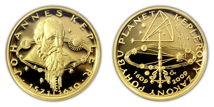 Zlatá půluncová medaile Dva první Keplerovy zákony 2009 Proof