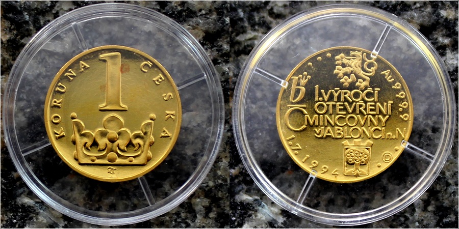 Zlatá medaile Koruna Česká 1.výročí ČM 1994 Standard