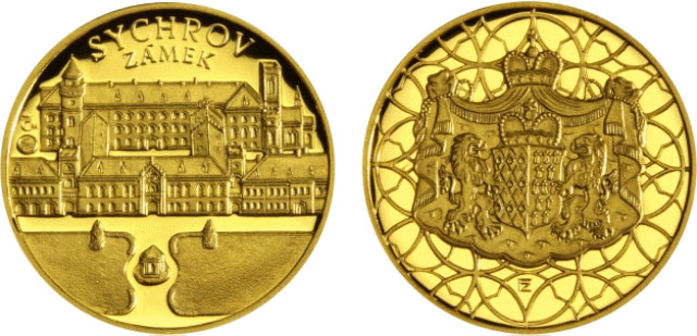 Zlatá čtvrtuncová medaile Zámek Sychrov 2011 Proof 