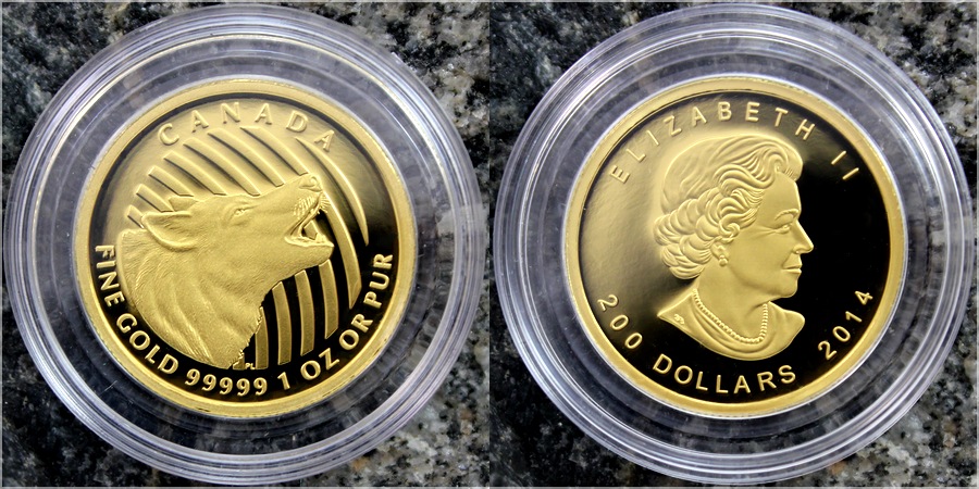 Zlatá mince Howling Wolf 1 Oz 2014 Proof (.99999)