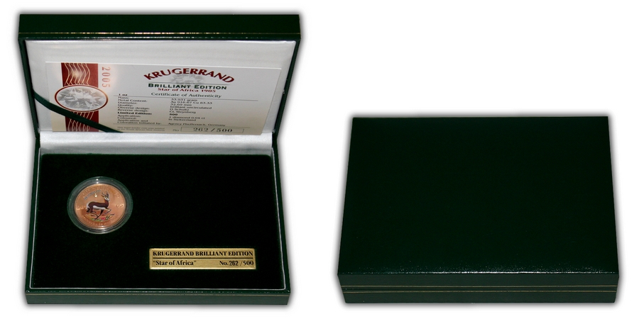 Zadní strana Zlatá mince Krugerrand 1 Oz "Brilliant Edition" 2005 Diamant Standard