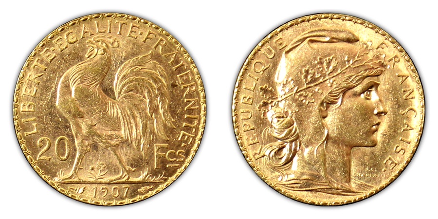 Zlatá mince 20 Frank Marianne Kohout 1907