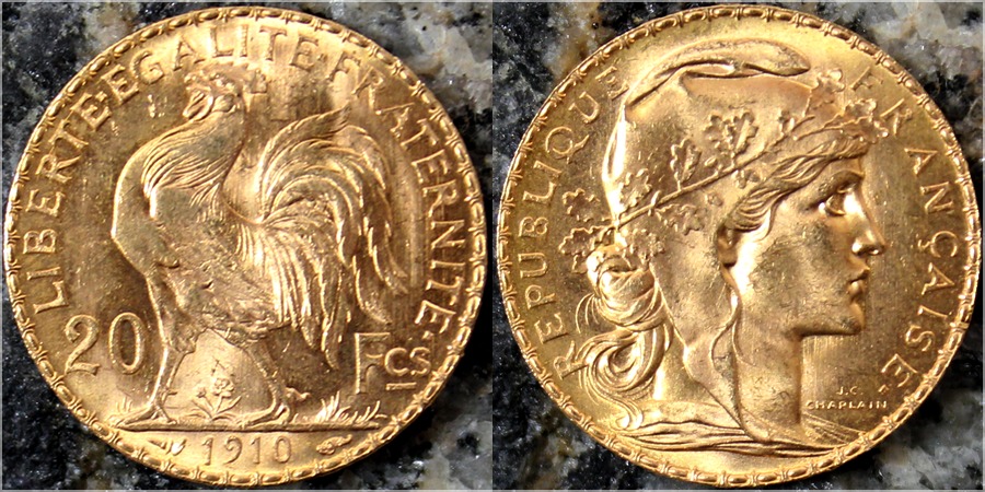 Zlatá minca 20 Frank Marianne Kohout 1910