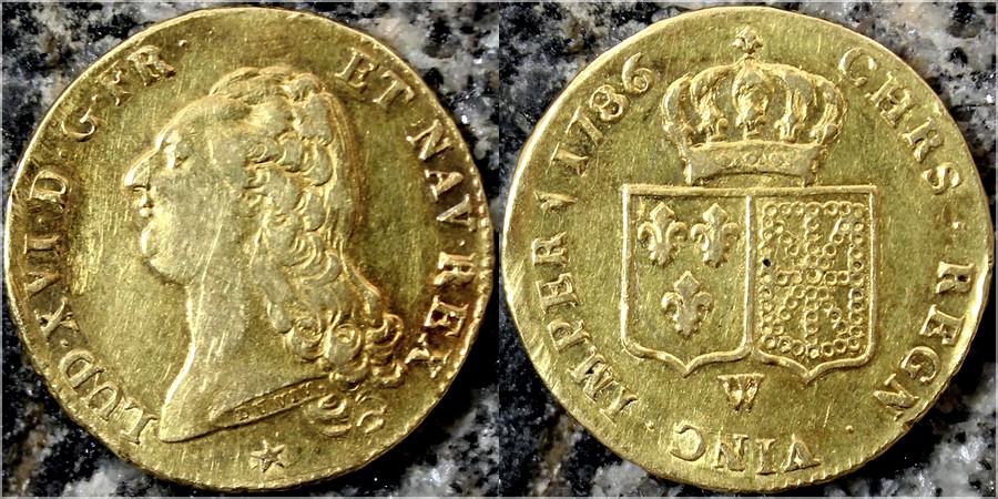 Zlatá minca 2 Louis d´Or Ludvík XVI. 1786 W