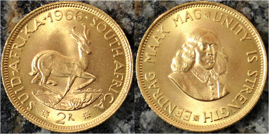 Zlatá mince 2 Rand Jan van Riebeeck 1966