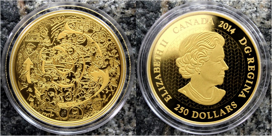 Zlatá minca 2 Oz Kanada očami Tima Barnarda 2014 Proof