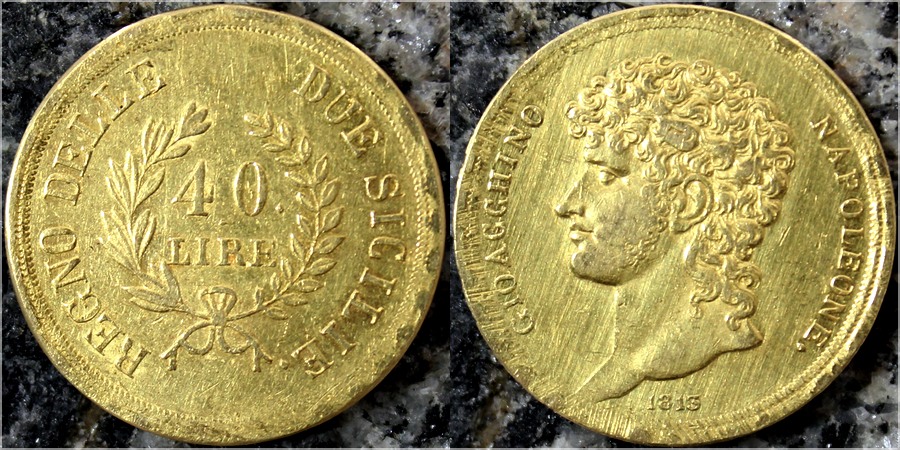 Zlatá mince 40 Lira Joachim Murat 1813