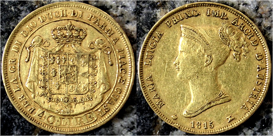 Zlatá mince 40 Lira Marie Luisa Habsbursko-Lotrinská 1815