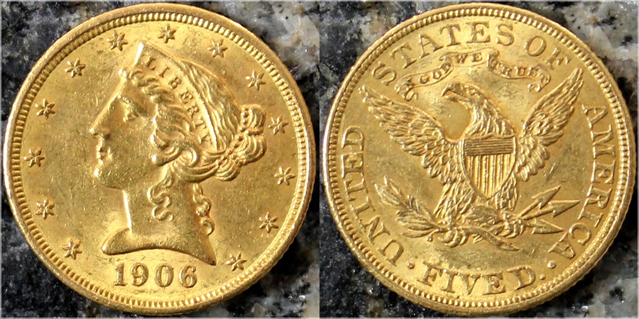 Zlatá mince 5 Dolar American Eagle Liberty Head 1906