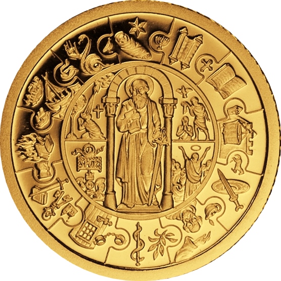 Zadní strana Zlatá mince Apoštol Pavel 1 Kg Puzzle 2009 Proof