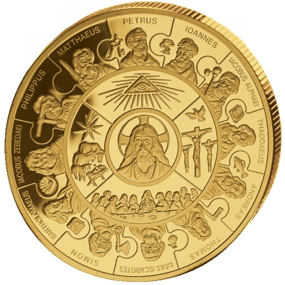 Zlatá mince 12 apoštolů 1 Kg Puzzle 2008 Proof