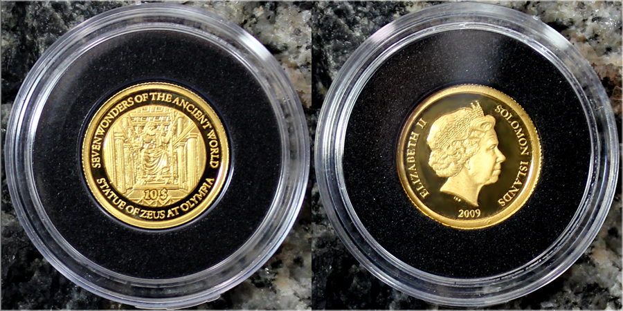 Zlatá mince Feidiův Zeus v Olympii Miniatura 2009 Proof
