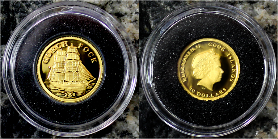 Zlatá minca Gorch Fock Miniatúra 2008 Proof