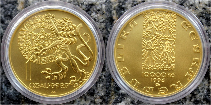 Zlatá mince 10000 Kč Pražský groš 1996 Standard