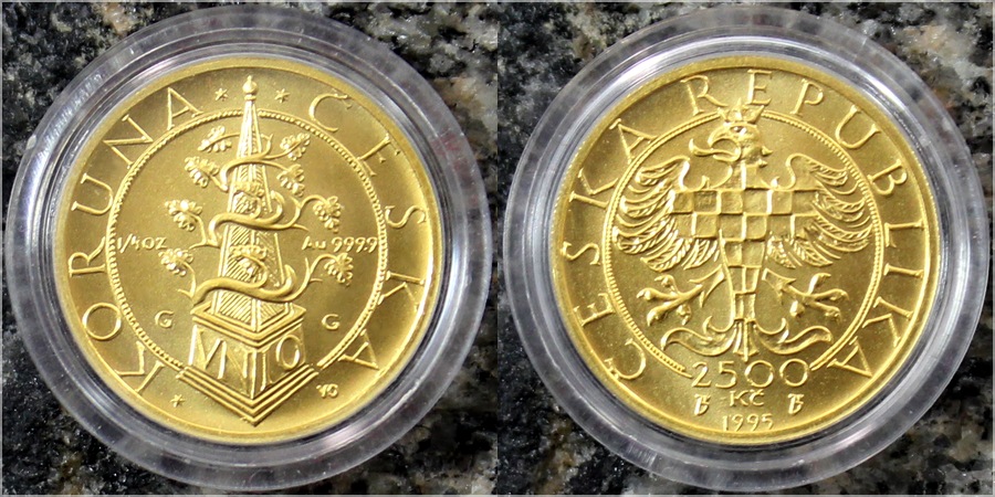 Zlatá mince 2500 Kč Tolar moravských stavů 1995 Standard
