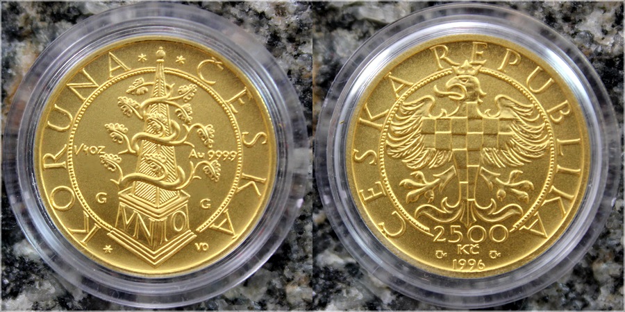 Zlatá mince 2500 Kč Tolar moravských stavů 1996 Standard 