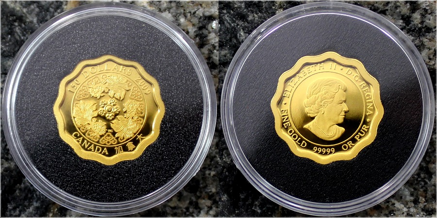 Zlatá mince Požehnání bohatství Lotos 2009 Proof (.99999)