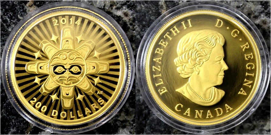 Zlatá minca Prepojenie: Vzduch - Hromový vták 1/2 Oz 2014 Proof