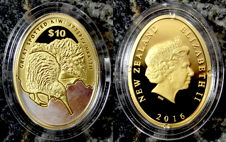 Zadní strana Zlatá mince Kiwi 1/4 Oz 2016 Proof