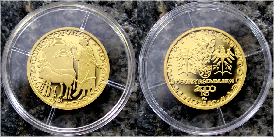 Zlatá mince 2000 Kč Rotunda Ve Znojmě Románský Sloh 2001 Proof