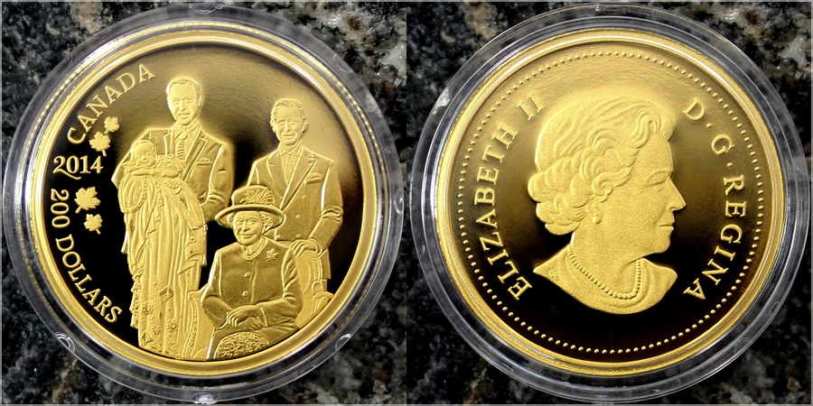 Zadní strana Zlatá minca Royal Generations 1 Oz 2014 Proof (.99999)