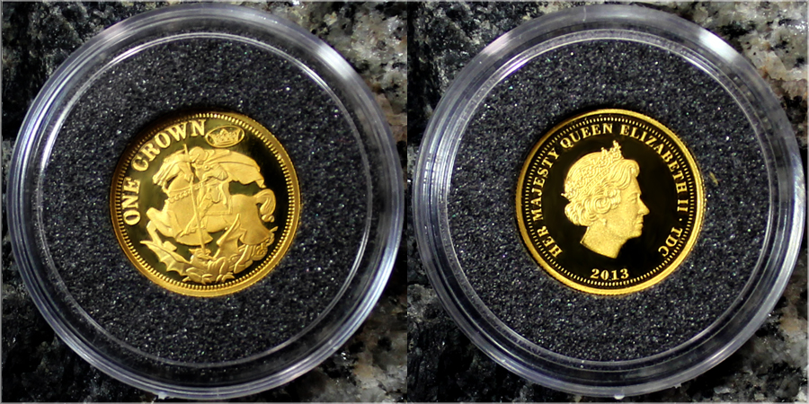 Zadní strana Zlatá minca Svätý Juraj a drak Miniatúra 2013 Proof