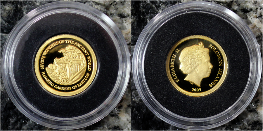 Zlatá mince Visuté zahrady babylónské Miniatura 2009 Proof