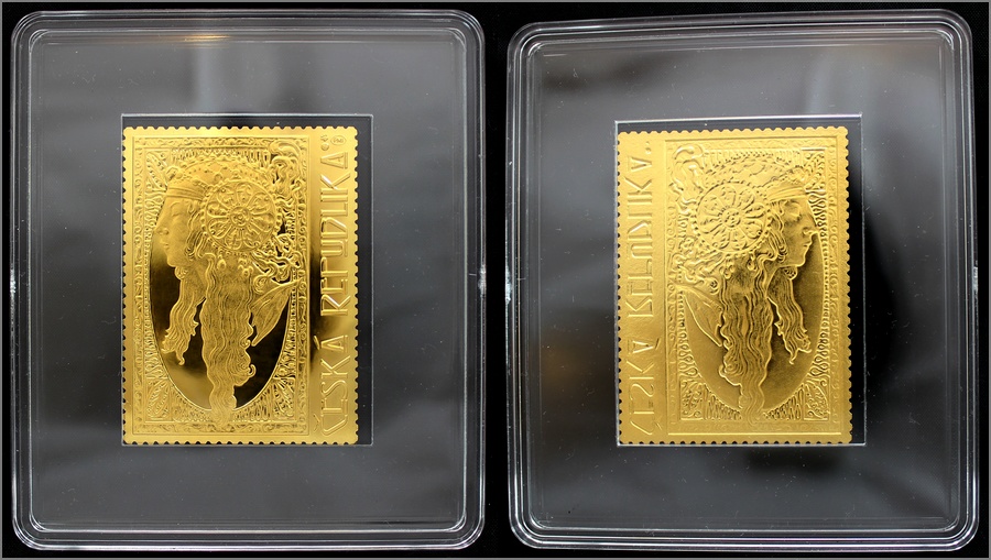 Zlatá půluncová medaile s motivem známky Blondýnka