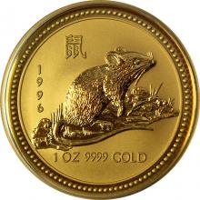 Zlatá investiční mince Year of the Mouse Rok Myši Lunární 1 Oz 1996