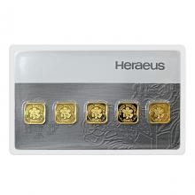 5 x 1g Heraeus Německo Multicard Investiční zlaté slitky