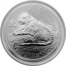 Stříbrná investiční mince Year of the Tiger Rok Tygra Lunární 2 Oz 2010
